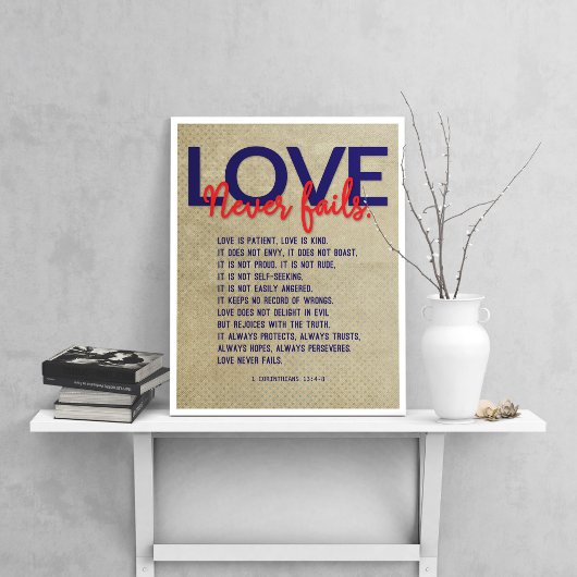 1 Korinther 13:4-8 Bibelverse, Vintag Tan Poster