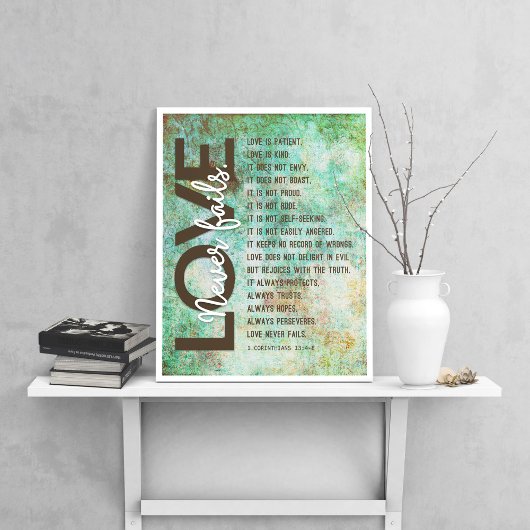 1 Korinther 13:4-8 Bibelverse, Vintag Wirbel Poster