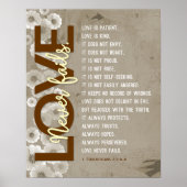 1 Korinther 13:4-8 Bibelverse, Vintage Blume Poster (Vorne)
