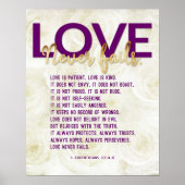 1 Korinther 13:4-8 Bibelverse, Vintage Rose Poster (Vorne)