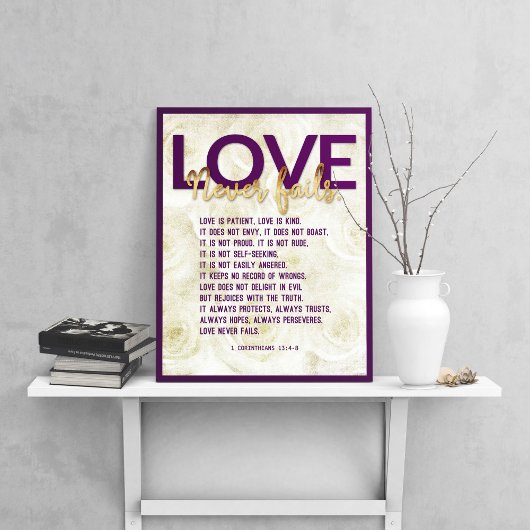 1 Korinther 13:4-8 Bibelverse, Vintage Rose Poster