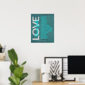 1 Korinther 13:4-8 Bibelverse, Vintages Azurblau Poster (Heimbüro)