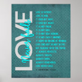 1 Korinther 13:4-8 Bibelverse, Vintages Azurblau Poster (Vorne)