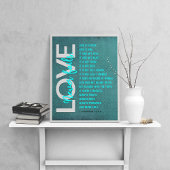 1 Korinther 13:4-8 Bibelverse, Vintages Azurblau Poster
