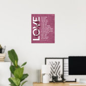 1 Korinther 13:4-8 Bibelverse, Vintages Burgund Poster (Heimbüro)