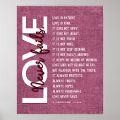 1 Korinther 13:4-8 Bibelverse, Vintages Burgund Poster (Vorne)