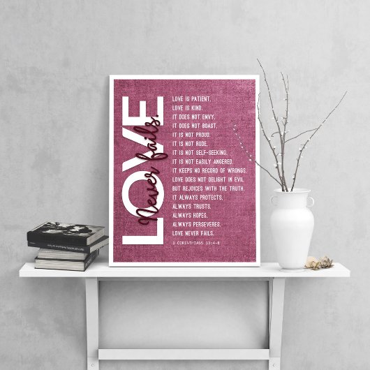 1 Korinther 13:4-8 Bibelverse, Vintages Burgund Poster