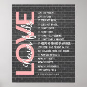 1 Korinther 13:4-8 Bibelverse, Ziegelmauer Poster (Vorne)
