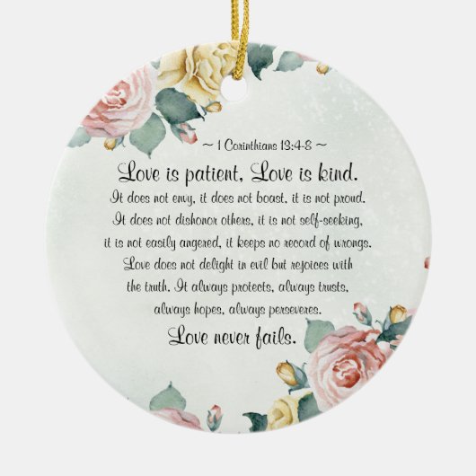 1 Korinther 13:4-8 Liebe ist geduldig, Liebe ist f Keramik Ornament (Vorne)