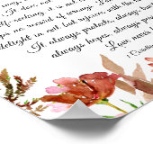 1 Korinther 13:4-8 Liebe ist Patient Pink Floral Poster (Ecke)