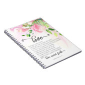 1 Korinther 13:4-8 Liebe ist Patient Pink Magnolia Notizblock (Rechte Seite)