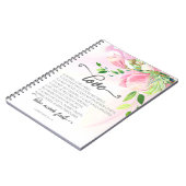 1 Korinther 13:4-8 Liebe ist Patient Pink Magnolia Notizblock (Linke Seite)