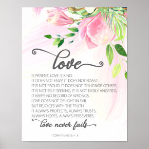 1 Korinther 13:4-8 Liebe ist Patient Pink Magnolia Poster