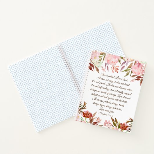 1 Korinther 13:4-8 Liebe ist Patient Pink Wedding Notizblock (Innenseite)