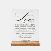 1 Korinther 13:4-8 Liebe ist Patient Wedding Verse Acrylschild (Vorderseite)