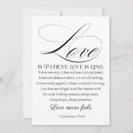 1 Korinther 13:4-8 Liebe ist Patient Wedding Verse Feiertagskarte