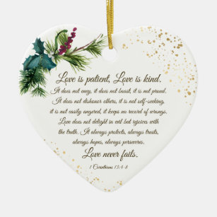 1 Korinther 13:4-8 Liebe ist Patient, Weihnachten Keramik Ornament