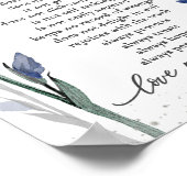 1 Korinther 13:4-8 Liebe ist Patienten Blue Iris Poster (Ecke)