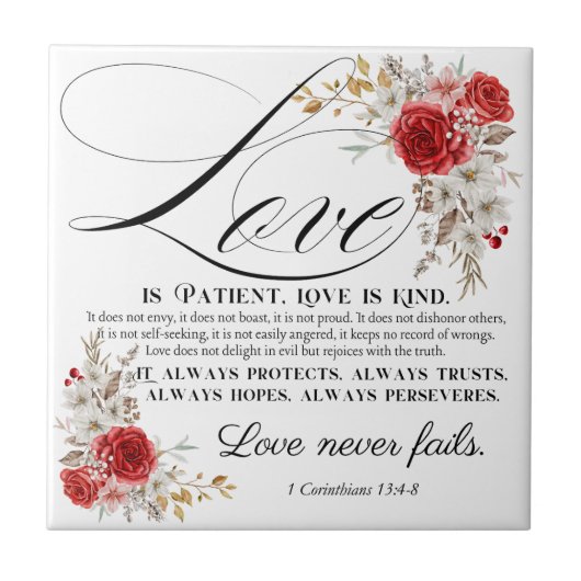 1 Korinther 13:4-8 Liebe ist Patientenbibel Blüte Fliese (Vorderseite)