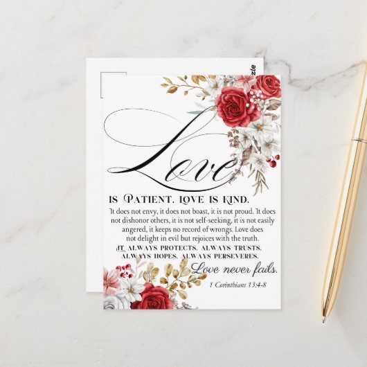 1 Korinther 13:4-8 Liebe ist Patientenbibel Blüte Postkarte (Vorderseite/Rückseite Beispiel)