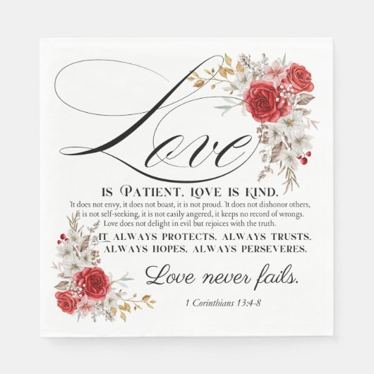 1 Korinther 13:4-8 Liebe ist Patientenbibel Blüte Serviette (Vorderseite)