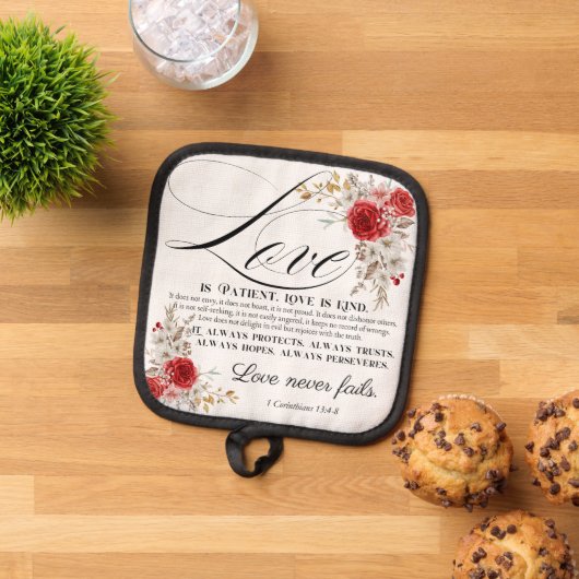 1 Korinther 13:4-8 Liebe ist Patientenbibel Blüte Topflappen (Oben Unten)