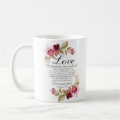 1 Korinther 13:4-8 Liebe ist Patientenblütenbibel Kaffeetasse (Links)