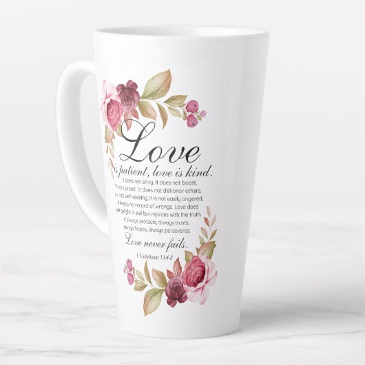 1 Korinther 13:4-8 Liebe ist Patientenblütenbibel Milchtasse (Linke Ecke)