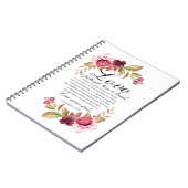 1 Korinther 13:4-8 Liebe ist Patientenblütenbibel Notizblock (Linke Seite)