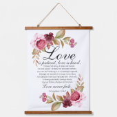 1 Korinther 13:4-8 Liebe ist Patientenblütenbibel Wandteppich Mit Holzrahmen (Vorderseite)