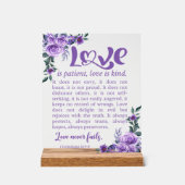 1 Korinther 13:4-8 Liebe Patienten Lila Acrylschild (Vorderseite)