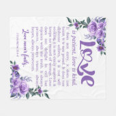 1 Korinther 13:4-8 Liebe Patienten Lila Fleecedecke (Vorderseite (Horizontal))