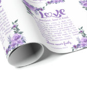 1 Korinther 13:4-8 Liebe Patienten Lila Geschenkpapier (Rolleneckpunkt)