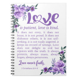 1 Korinther 13:4-8 Liebe Patienten Lila Notizblock