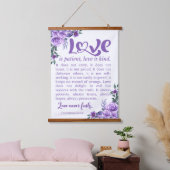 1 Korinther 13:4-8 Liebe Patienten Lila Wandteppich Mit Holzrahmen (Schlafzimmer)