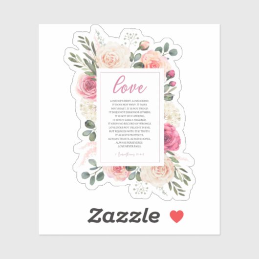 1 Korinther 13:4-8 Liebe Versage nie Aufkleber (Blatt)