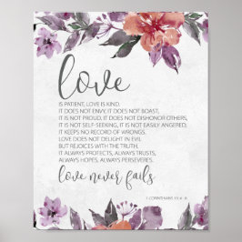 1 Korinther 13:4-8 Liebe Versage nie Blumen Poster