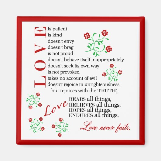 1 Korinther 13 4-8 | Liebe Versage nie Magnet (Vorne)