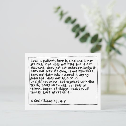 1 Korinther 13 4-8 Postkarte (Stehend Vorderseite)