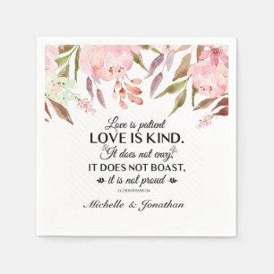 1 Korinther 13:4 Liebe ist Blush Bloral Serviette