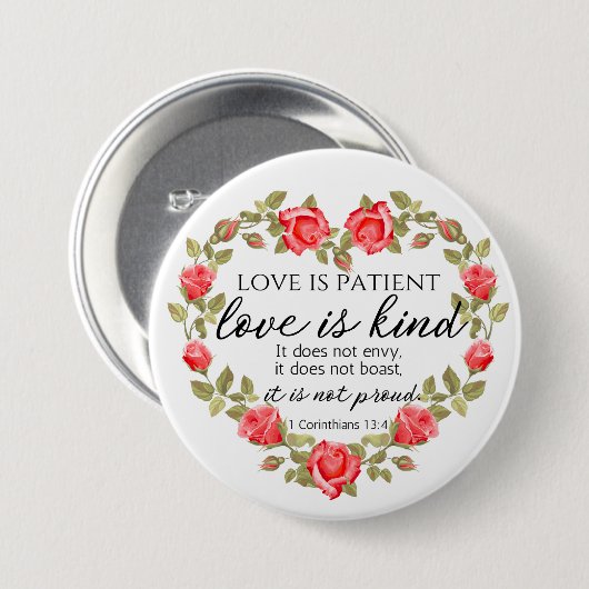 1 Korinther 13:4 Liebe ist Patient Button (Vorne & Hinten)