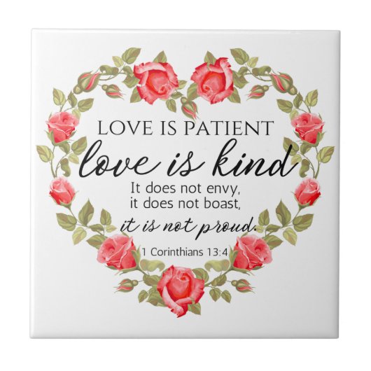 1 Korinther 13:4 Liebe ist Patient Fliese (Vorderseite)