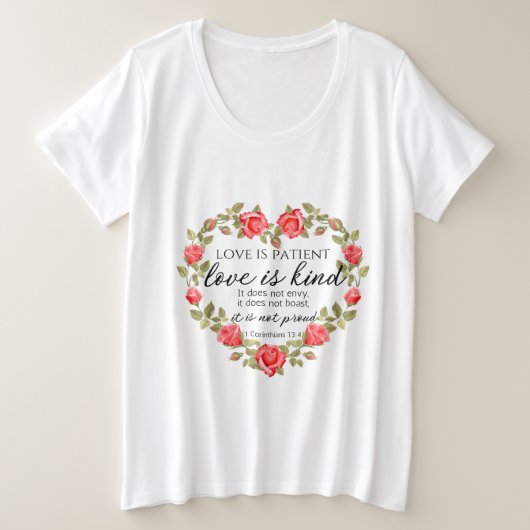 1 Korinther 13:4 Liebe ist Patient Große Größe T-Shirt (Design vorne)