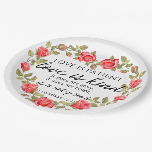 1 Korinther 13:4 Liebe ist Patient Pappteller (Schrägansicht)