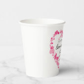 1 Korinther 13:4 Liebe ist Patient rosa Herzen Pappbecher (Rechts)