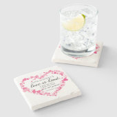 1 Korinther 13:4 Liebe ist Patient rosa Herzen Steinuntersetzer (Seitenansicht)