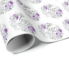1 Korinther 13:4 Liebe ist Patient Violet Floral Geschenkpapier