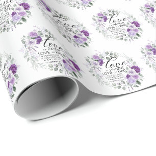 1 Korinther 13:4 Liebe ist Patient Violet Floral Geschenkpapier