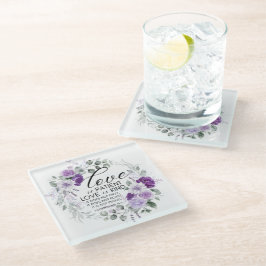 1 Korinther 13:4 Liebe ist Patient Violet Floral Glasuntersetzer