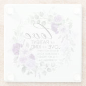 1 Korinther 13:4 Liebe ist Patient Violet Floral Glasuntersetzer (Rückseite)